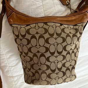 Coach Brown and Tan Signature Bag